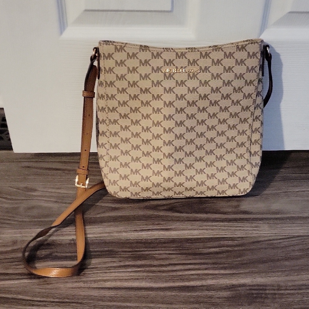 Michael Kors Tan Crossbody Bag with Iconic MK Monogram